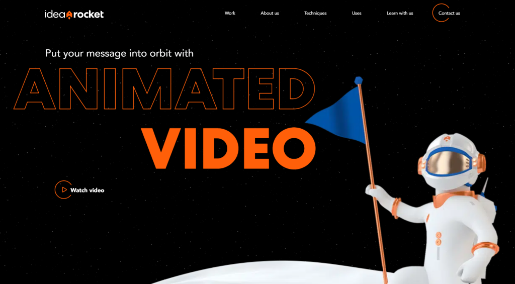 IdeaRocket homepage featuring custom animation and healthcare explainer video services.