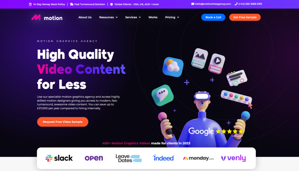 Motion the Agency website showcasing premium motion graphics and branding.