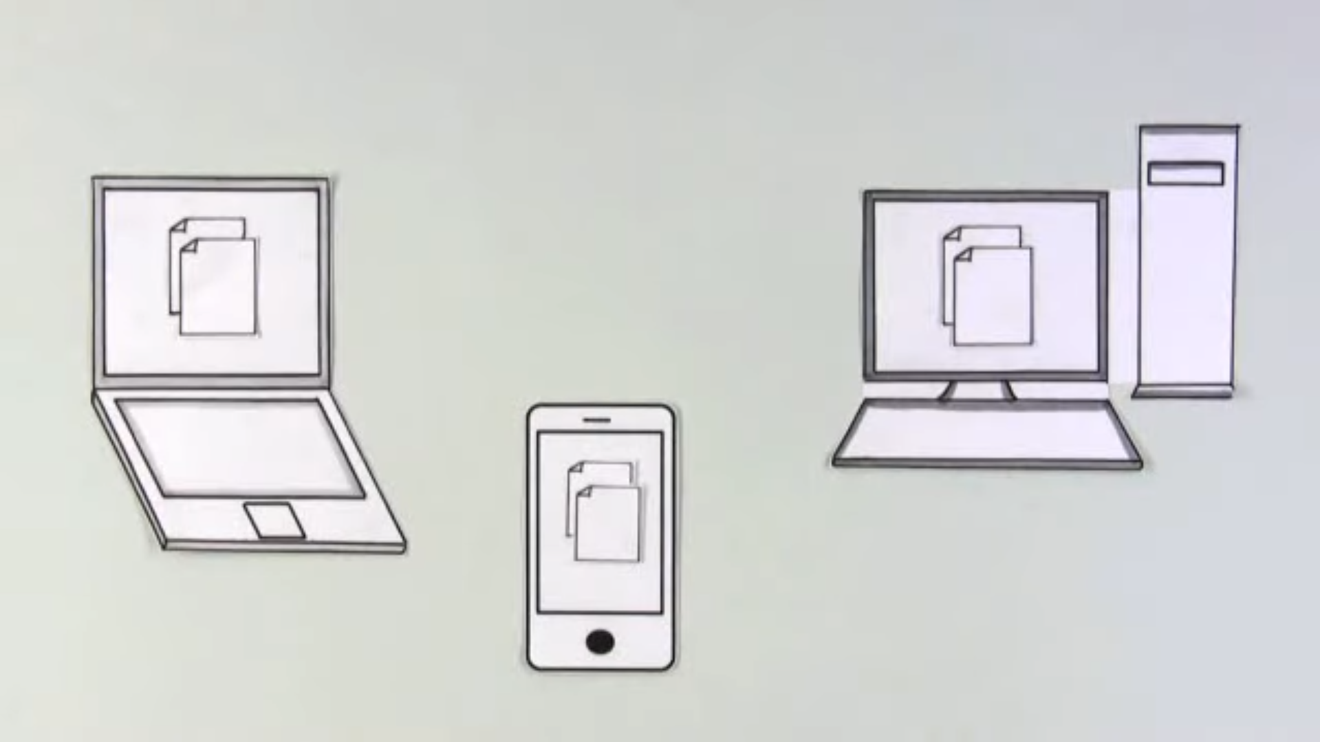 Dropbox explainer video showing minimalist line art for file storage